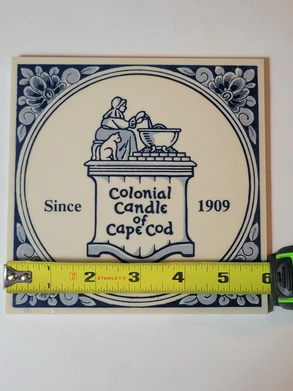 Colonial Candle of Cape Cod Decorative Tile - Hand-Painted